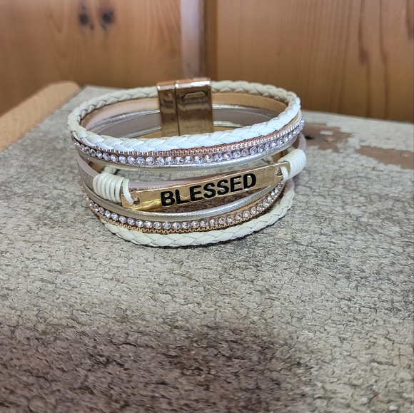 Rhinestone Leather Layered Blessed - Picture 2 of 4